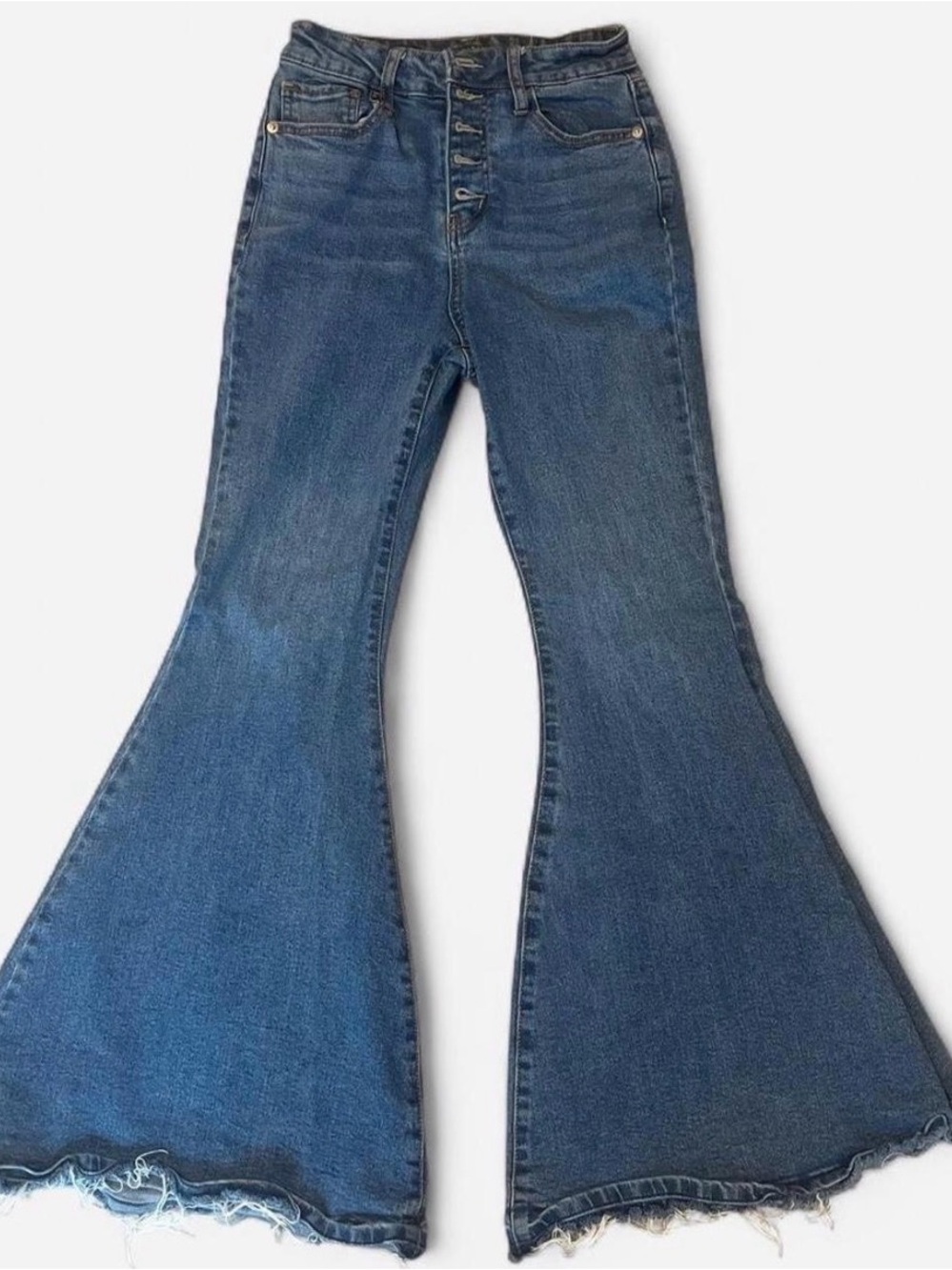 wild fable Medium Blue High-Rise Flare Jeans with Button-Fly